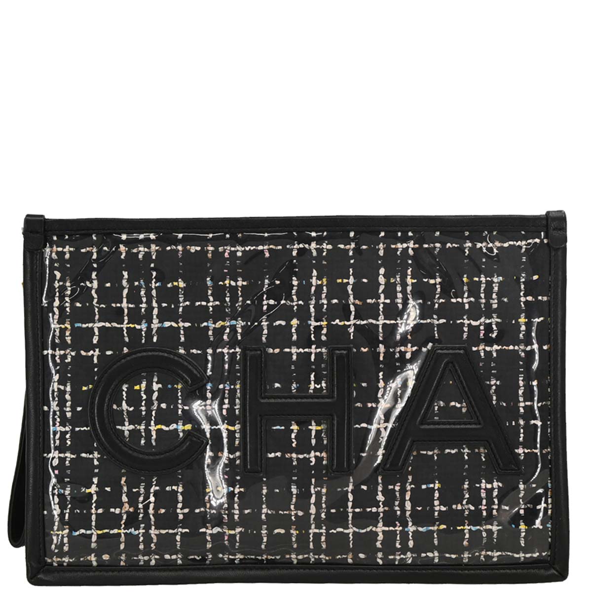 Chanel 2019 Black Lambskin PVC Clutch Bag