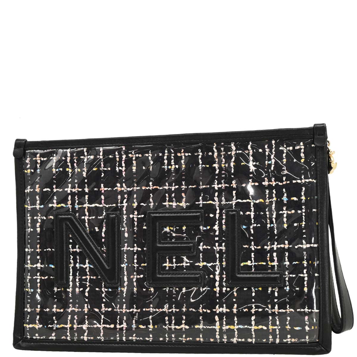 Chanel 2019 Black Lambskin PVC Clutch Bag