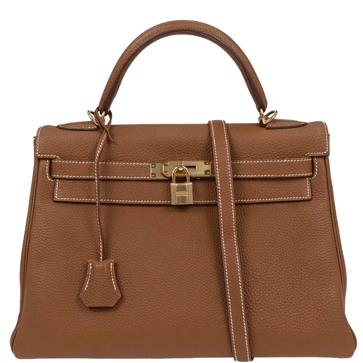 Hermes 2013 Gold Taurillon Clemence Kelly 32 Retourne 2way Shoulder Handbag