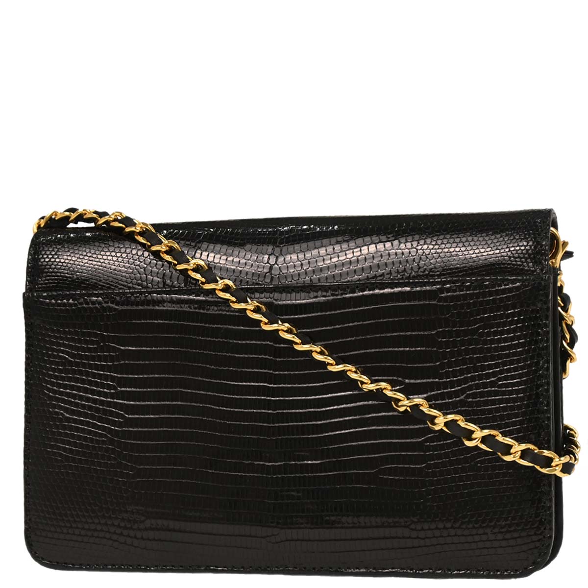 Chanel * 2014 Black Lizard Wallet on Chain WOC