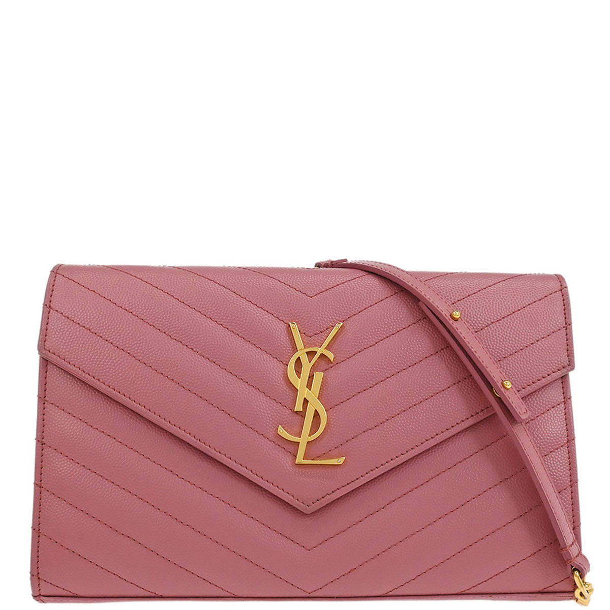 Saint Laurent Pink Cassandre Envelope WOC Wallet on Chain Shoulder Bag