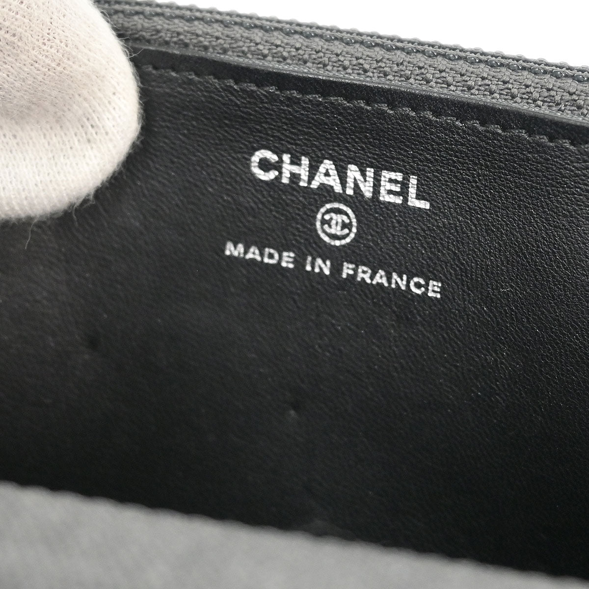 Chanel 2018 Gray Canvas Rhinestone Mademoiselle Lock Wallet on Chain WOC