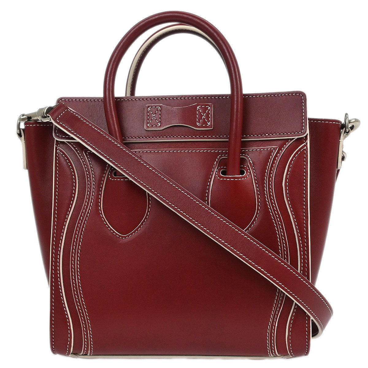 Celine Red Leather Nano Luggage Tote Bag