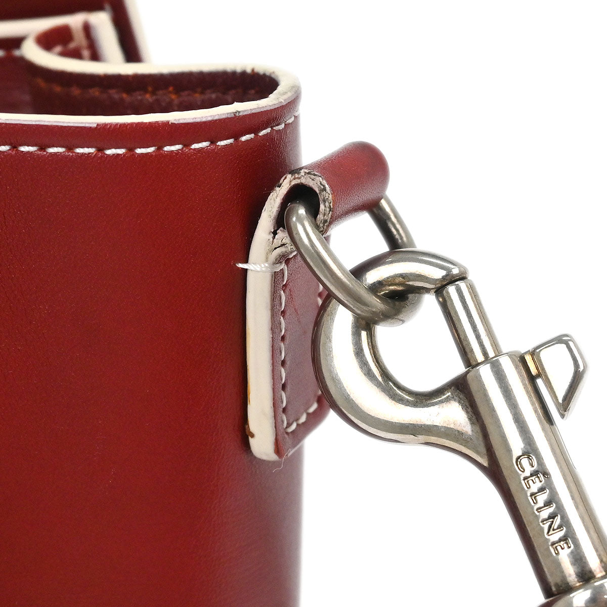 Celine Red Leather Nano Luggage Tote Bag