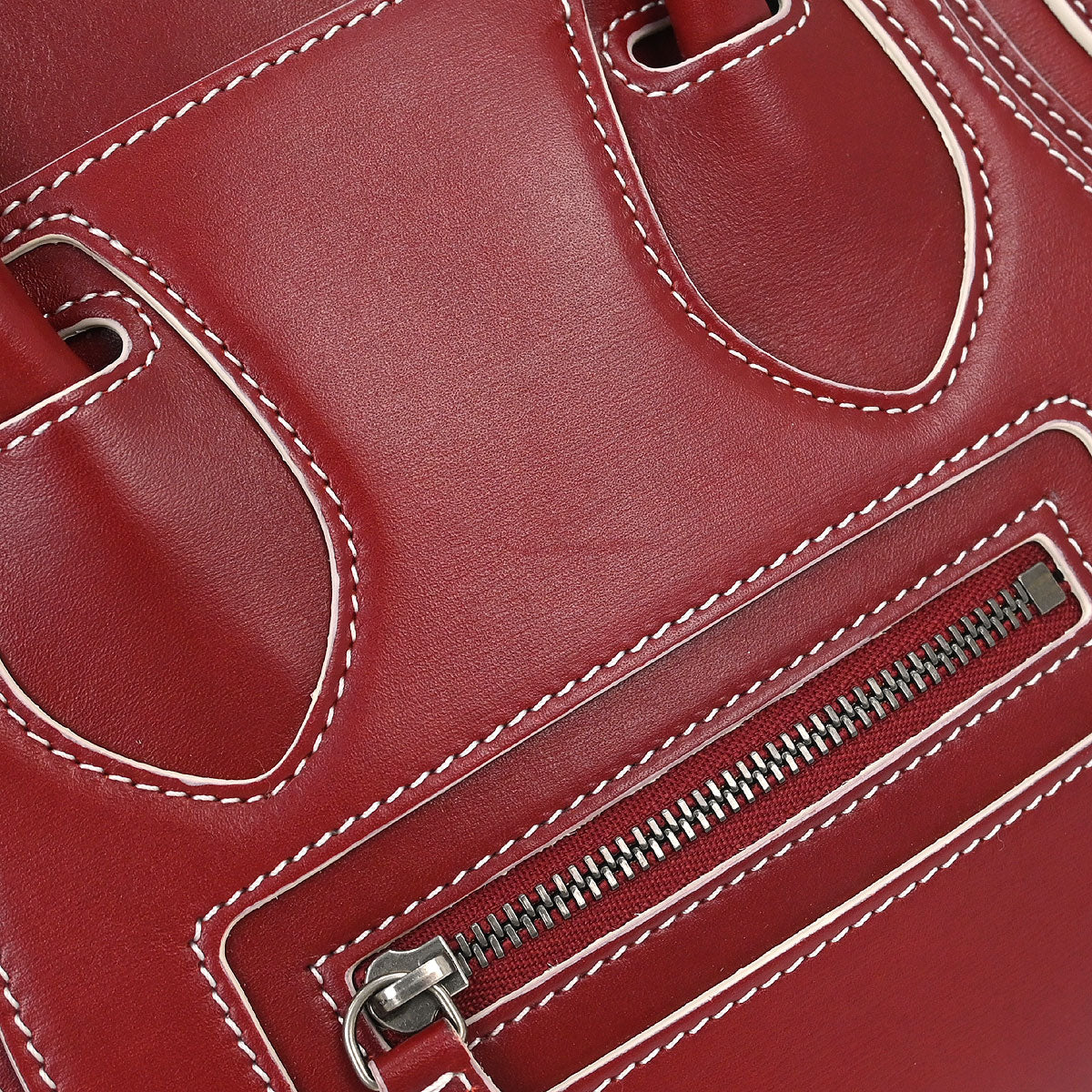Celine Red Leather Nano Luggage Tote Bag