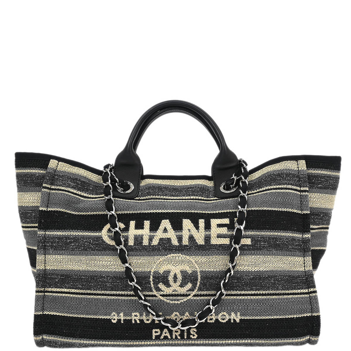 Chanel 2018-2019 Gray Canvas Medium Deauville 2way Shoulder Tote Bag