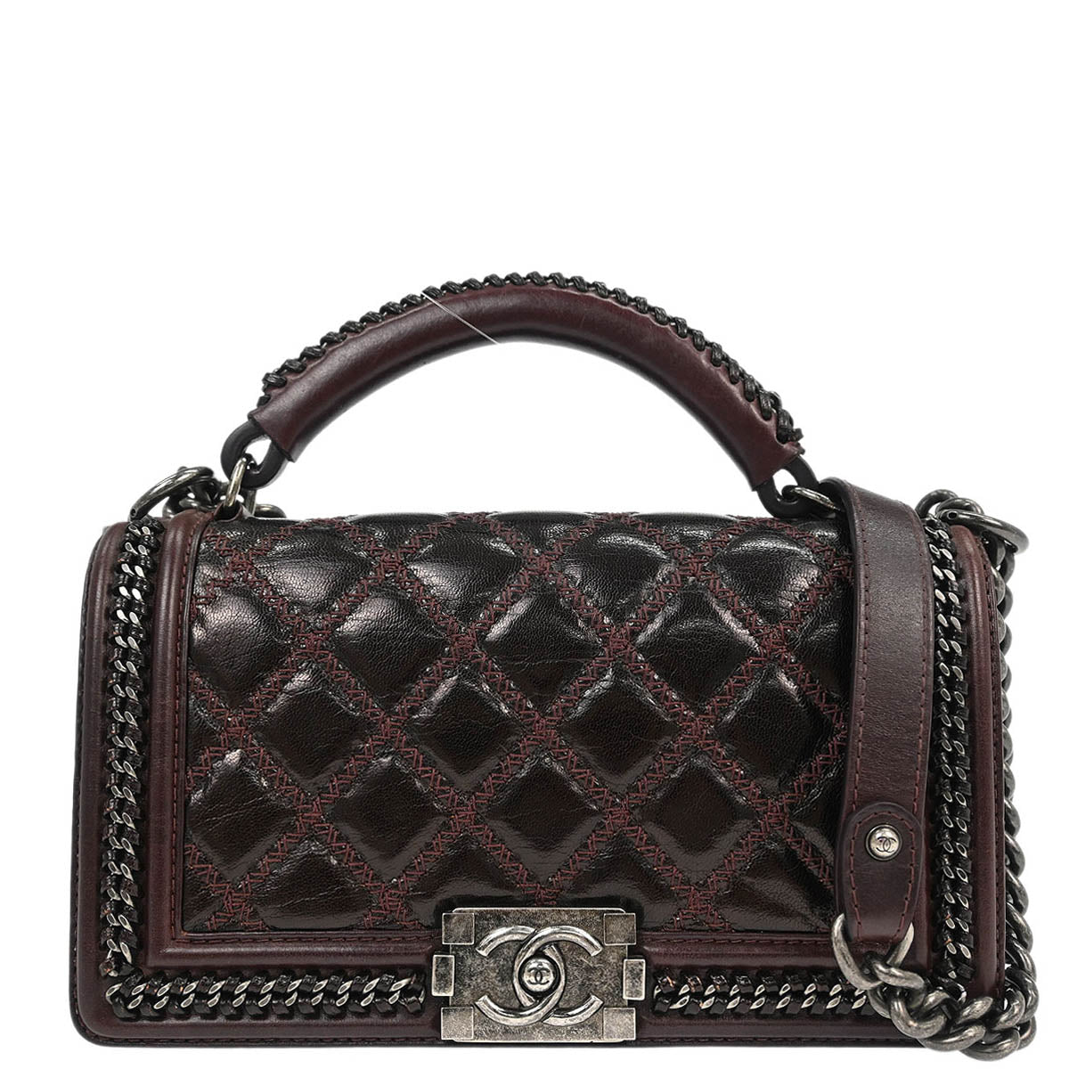 Boy Chanel 2015-2016 Brown Calfskin Medium 2way Shoulder Handbag