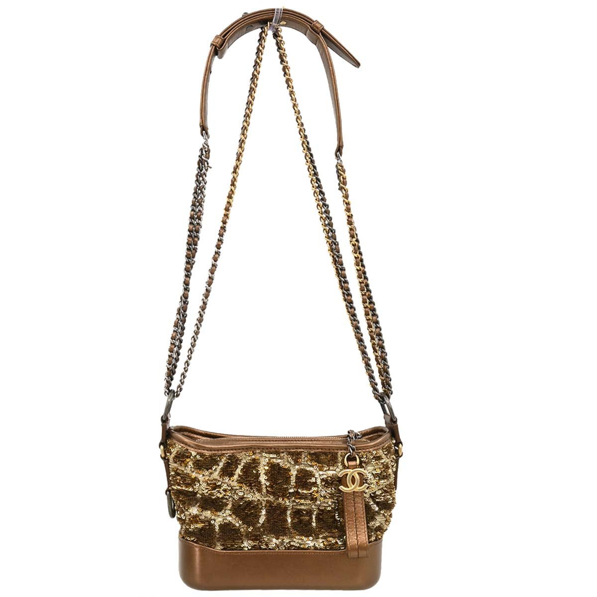 Chanel 2019 Bronze Sequins Calfskin Small Gabrielle Shoulder Bag