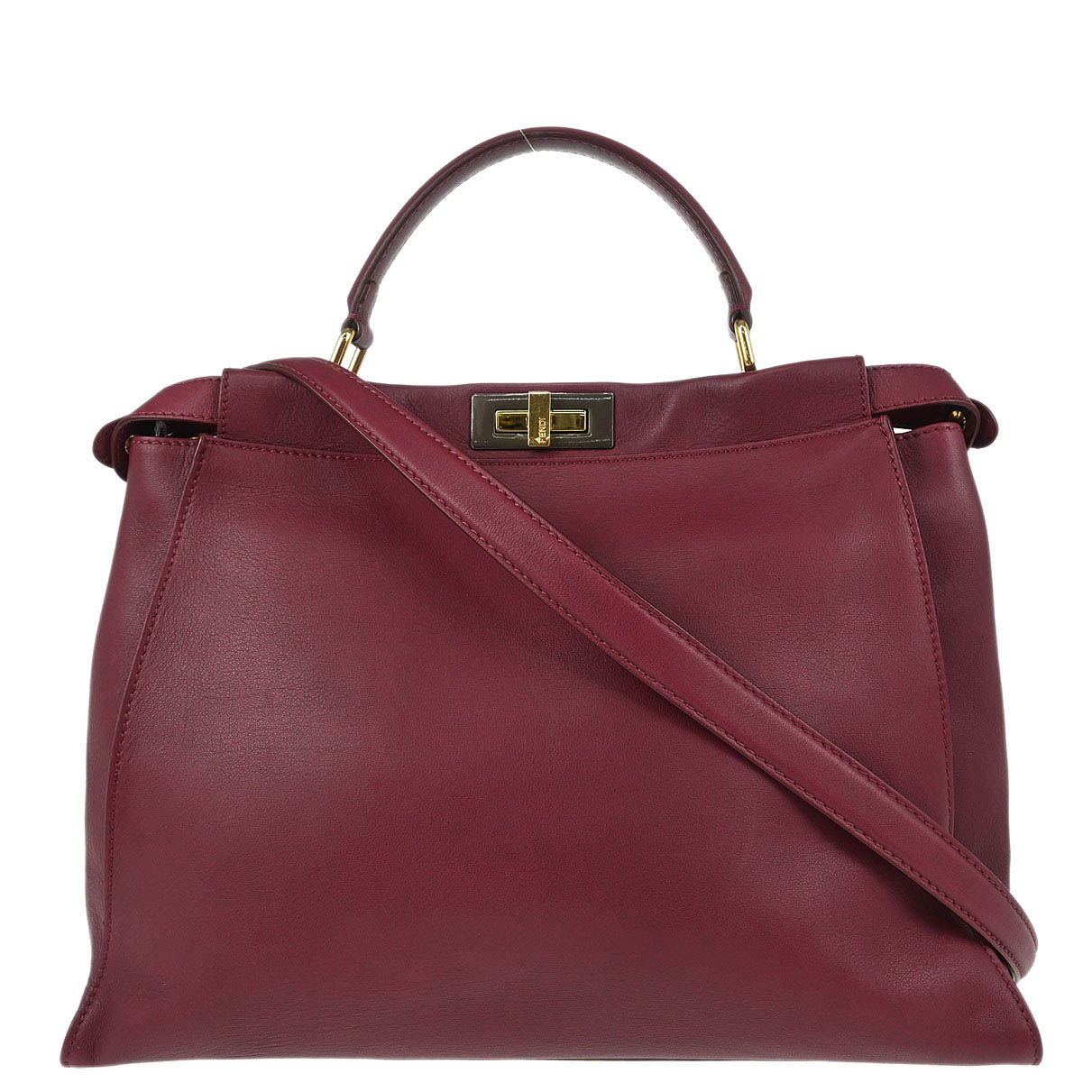 Fendi Bordeaux Leather Peekaboo 2way Shoulder Handbag