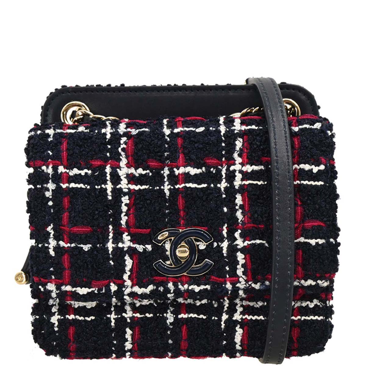 Chanel 2019 Navy Lambskin Tweed Shoulder Bag
