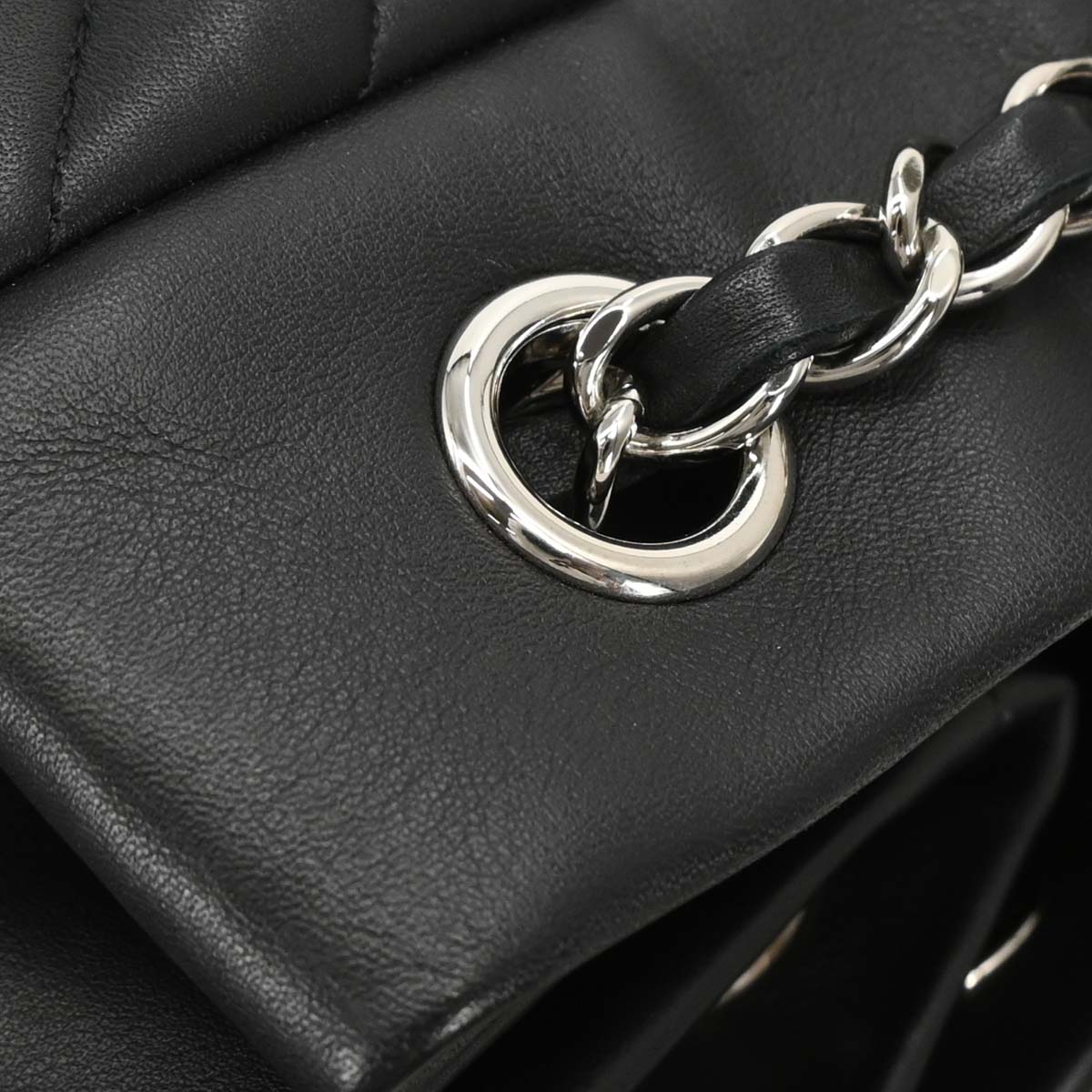 Chanel 2016-2017 Black Lambskin Chevron Drawstring Shoulder Bag
