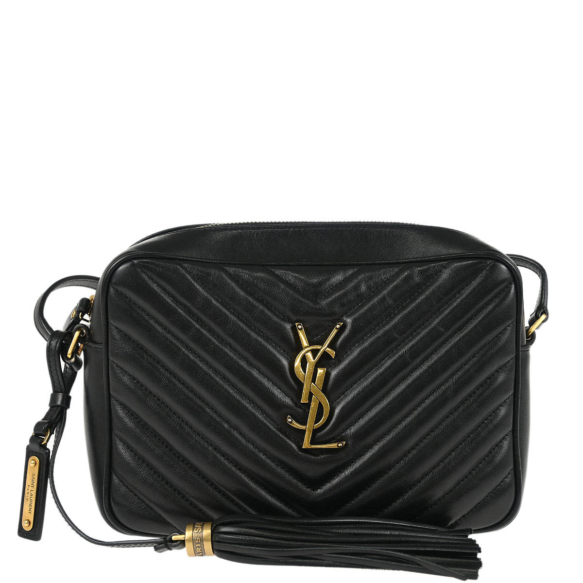 Saint Laurent Black Leather Lou Shoulder Camera Bag