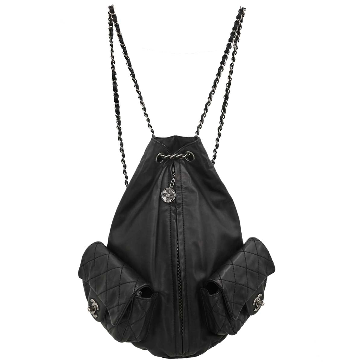 Chanel Black Lambskin 2way Shoulder Backpack Shoulder Bag