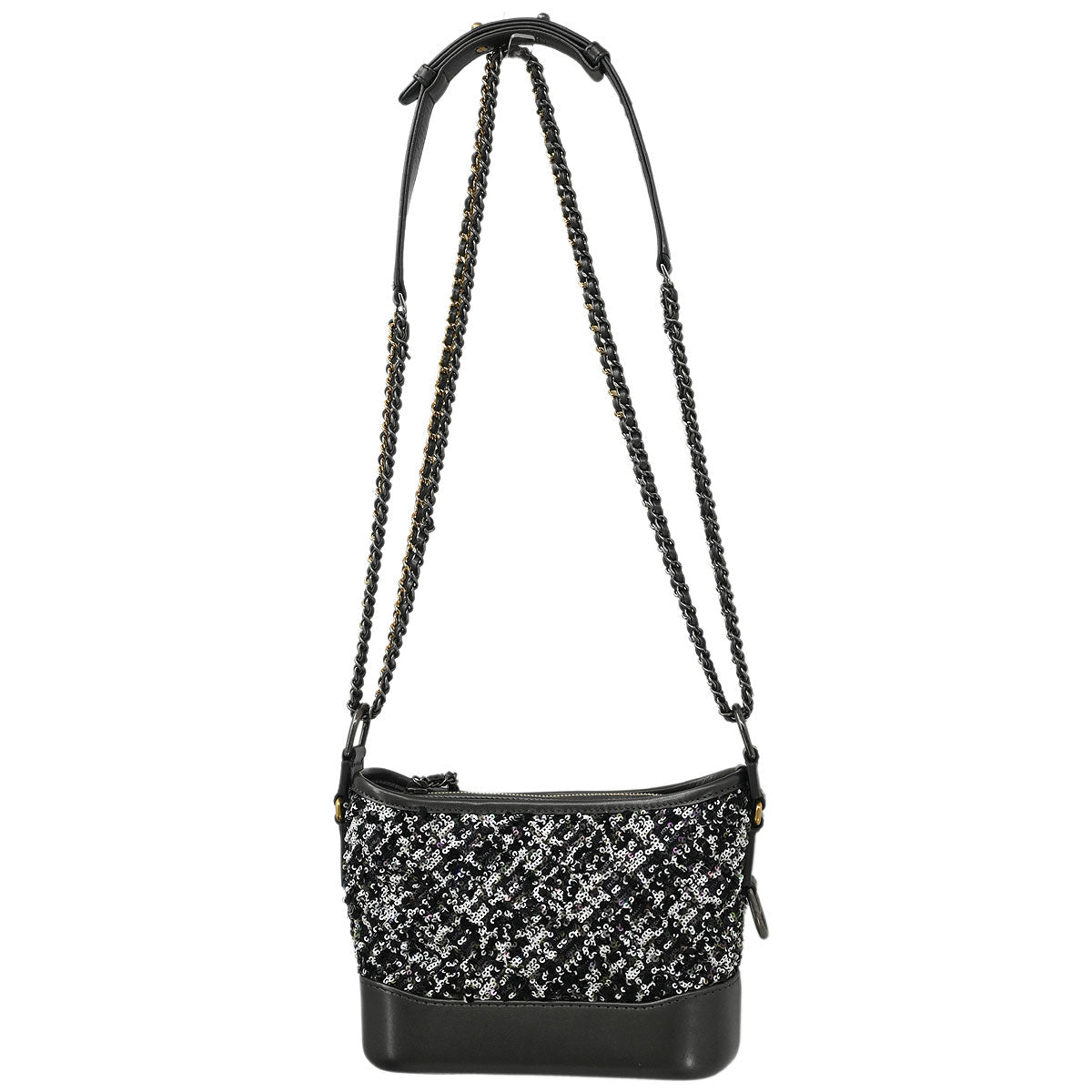 Chanel 2019 Gray Calfskin Sequins Small Gabrielle Shoulder Bag