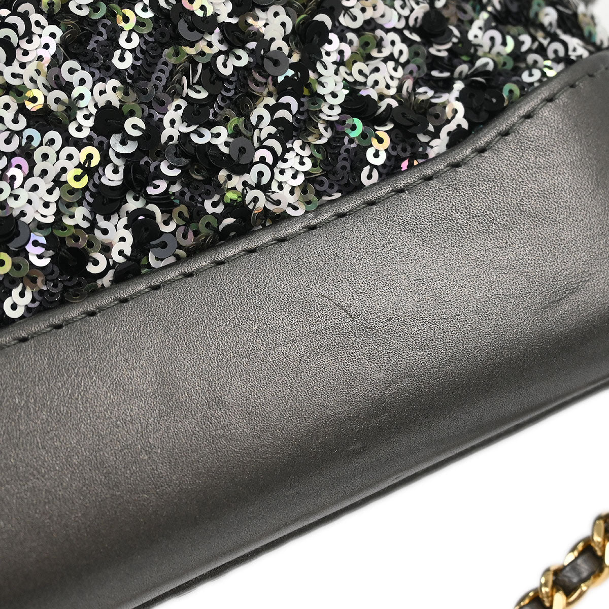 Chanel 2019 Gray Calfskin Sequins Small Gabrielle Shoulder Bag