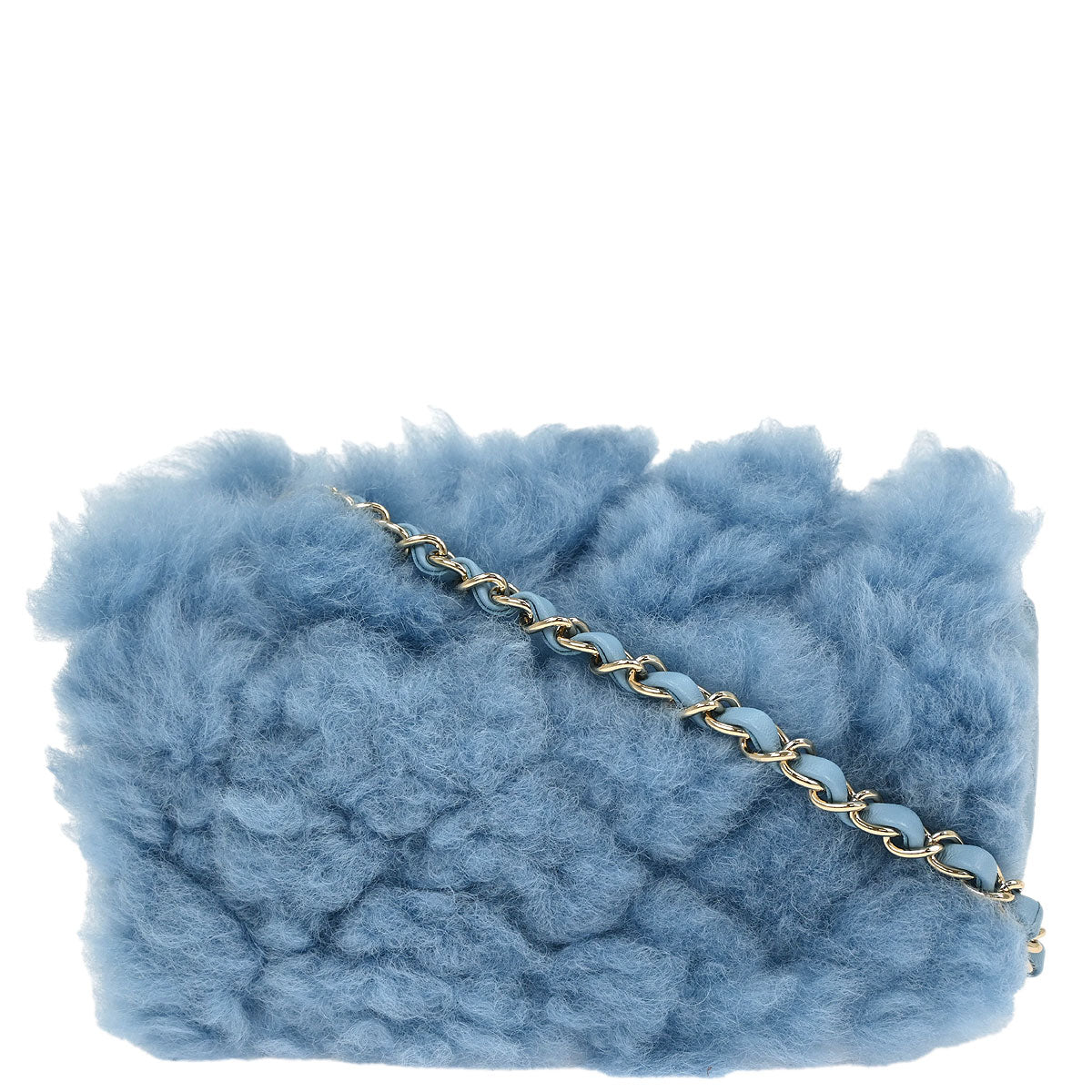 Chanel Light Blue Shearling Lambskin Shoulder Bag