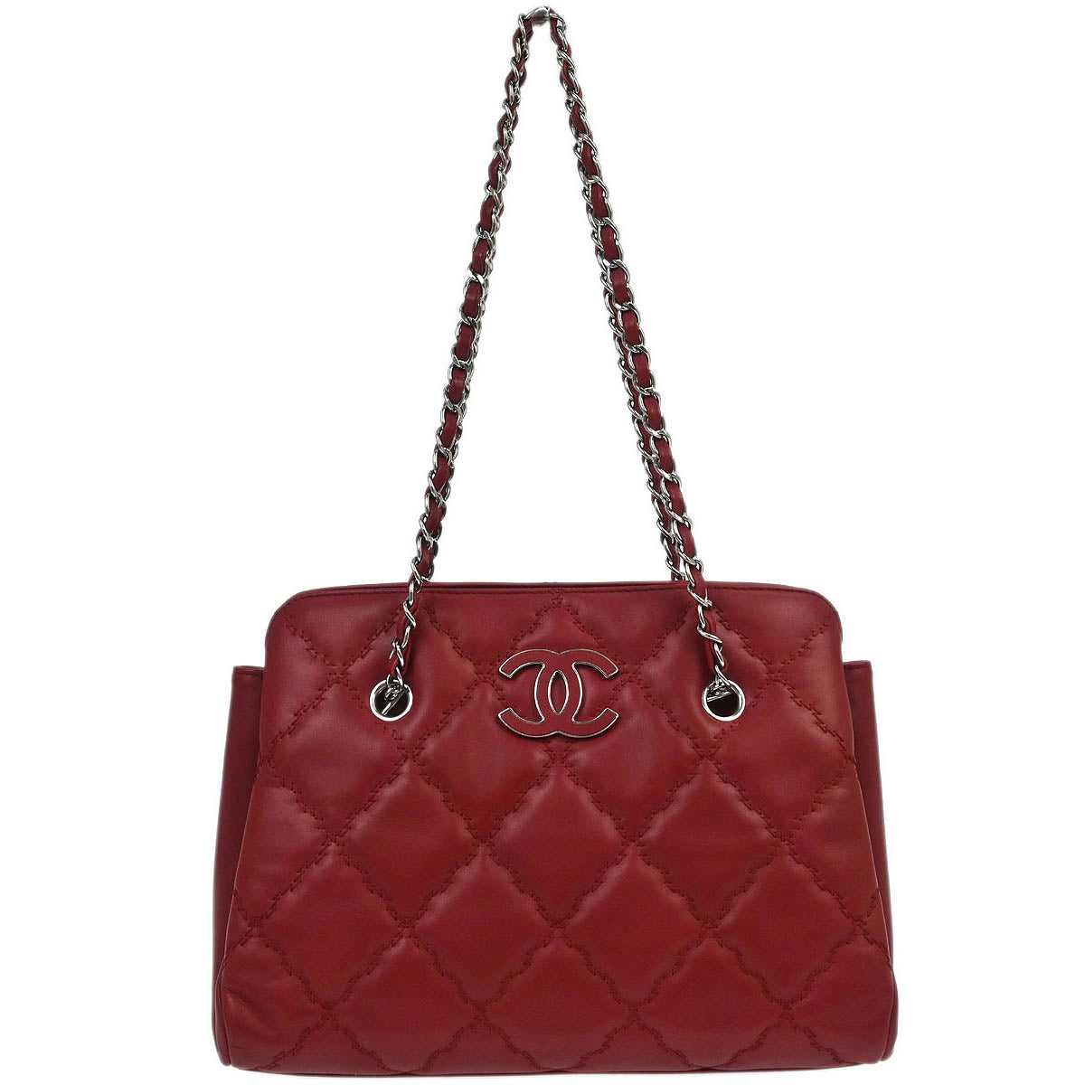 Chanel 2012-2013 Bordeaux Calfskin Hamptons Ultra Stitch Tote Chain Handbag