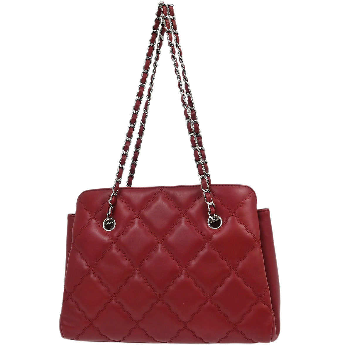 Chanel 2012-2013 Bordeaux Calfskin Hamptons Ultra Stitch Tote Chain Handbag