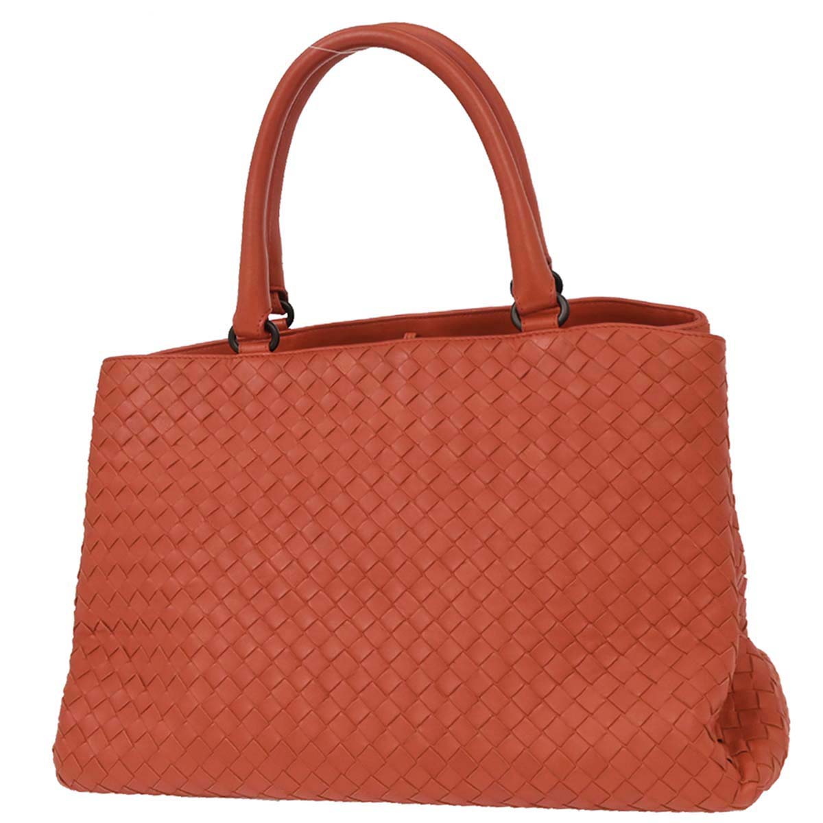 Bottega Veneta Vermilion Red Leather Intrecciato Tote Handbag