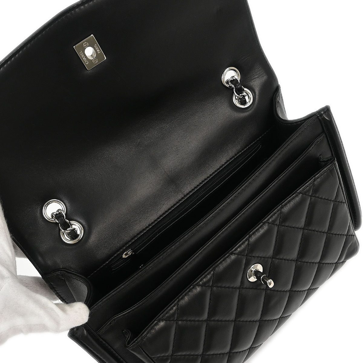 Chanel 2014-2015 Black Lambskin Chain Shoulder Bag