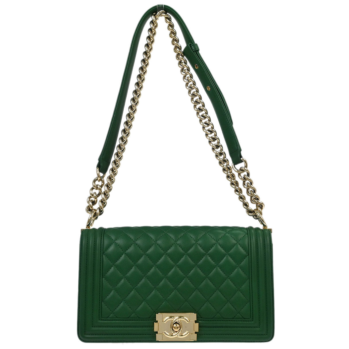 Boy Chanel 2016-2017 Green Lambskin Medium Shoulder Bag
