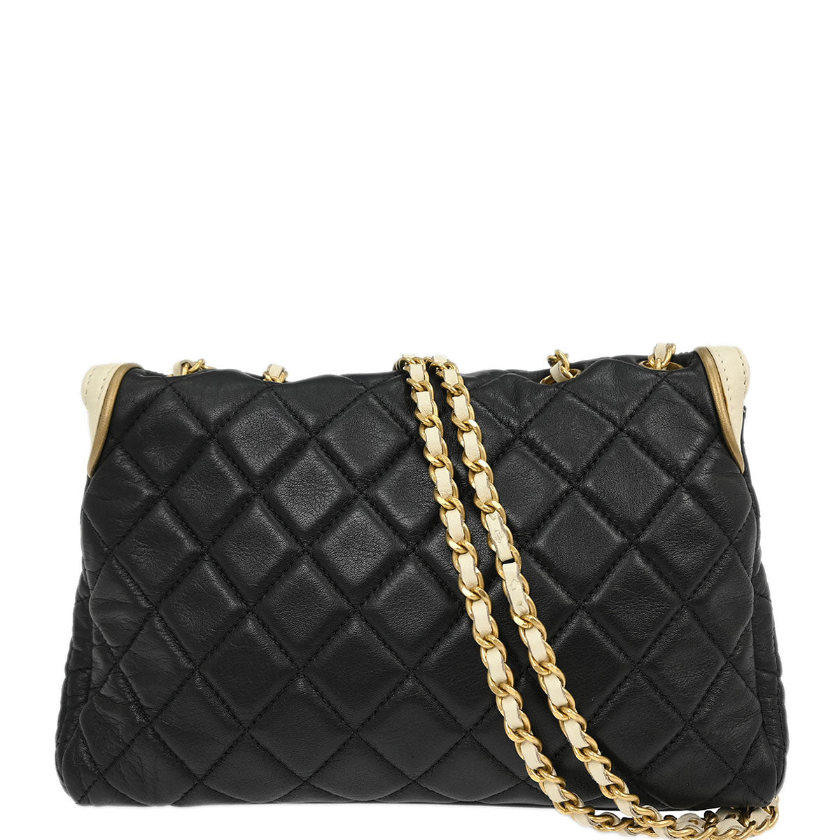 Chanel 2011 Black Lambskin Mademoiselle Lock Shoulder Bag