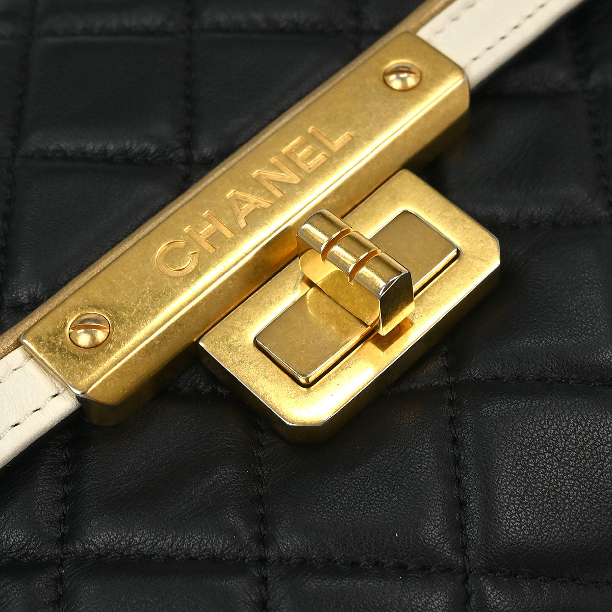 Chanel 2011 Black Lambskin Mademoiselle Lock Shoulder Bag