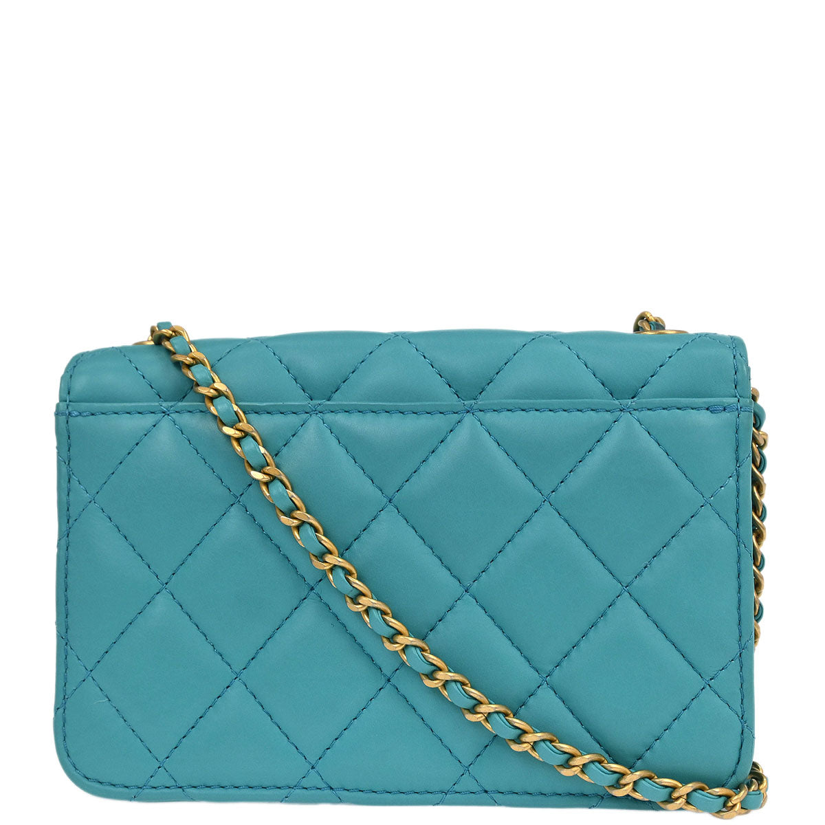 Chanel 2018-2019 Light Blue Lambskin Turnlock Full Flap Shoulder Bag