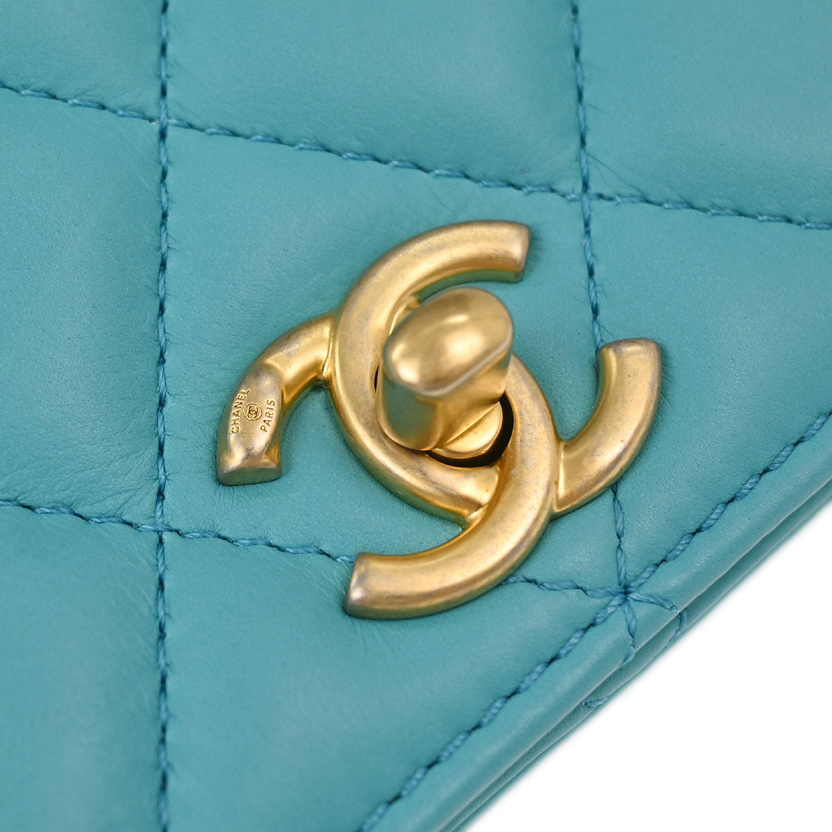 Chanel 2018-2019 Light Blue Lambskin Turnlock Full Flap Shoulder Bag