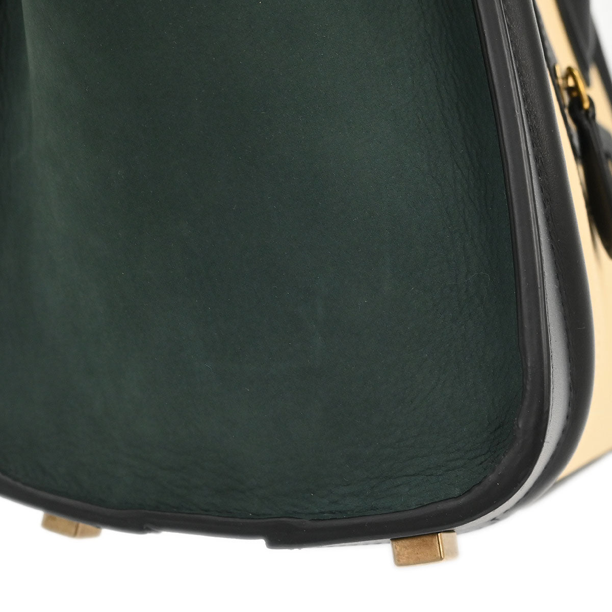 Celine Beige Black Dark Green Leather Micro Luggage Tote Bag