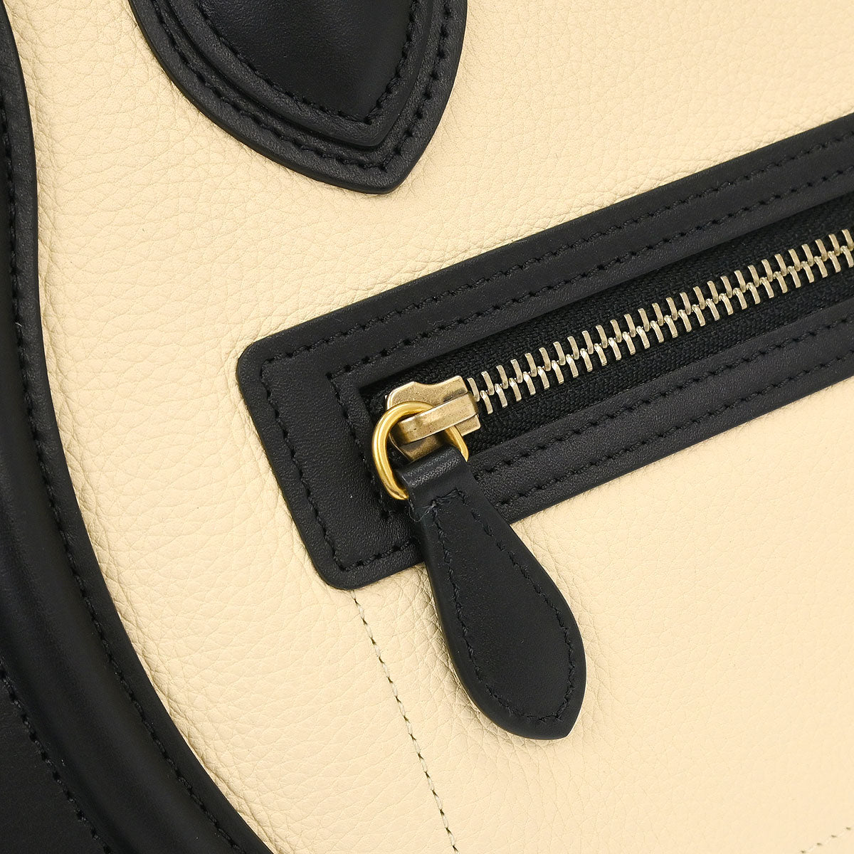 Celine Beige Black Dark Green Leather Micro Luggage Tote Bag