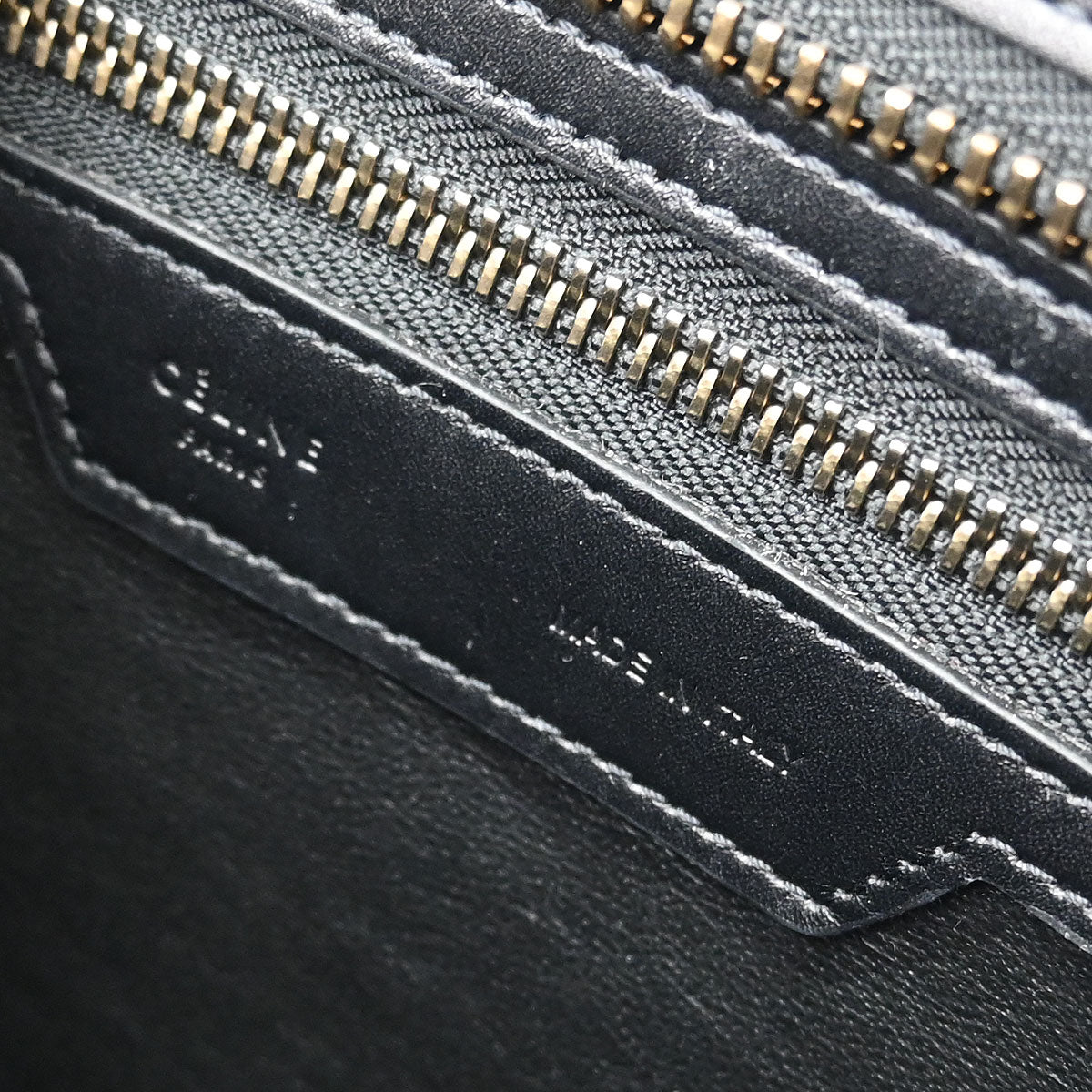 Celine Beige Black Dark Green Leather Micro Luggage Tote Bag