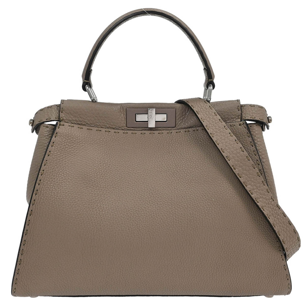 Fendi Brown Leather Peekaboo 2way Shoulder Handbag