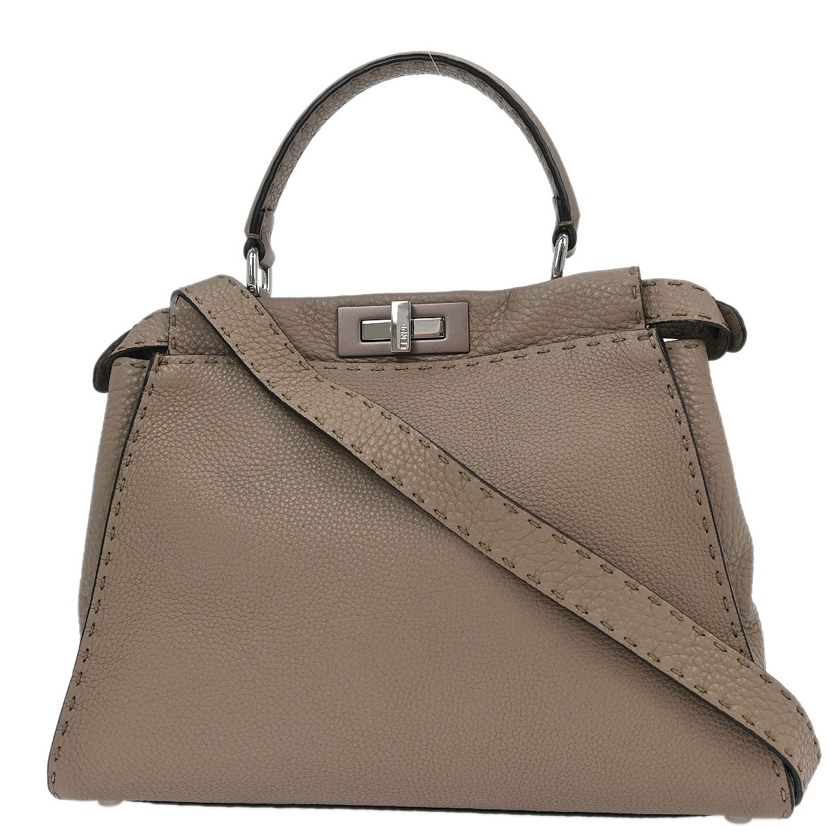Fendi Brown Leather Peekaboo 2way Shoulder Handbag