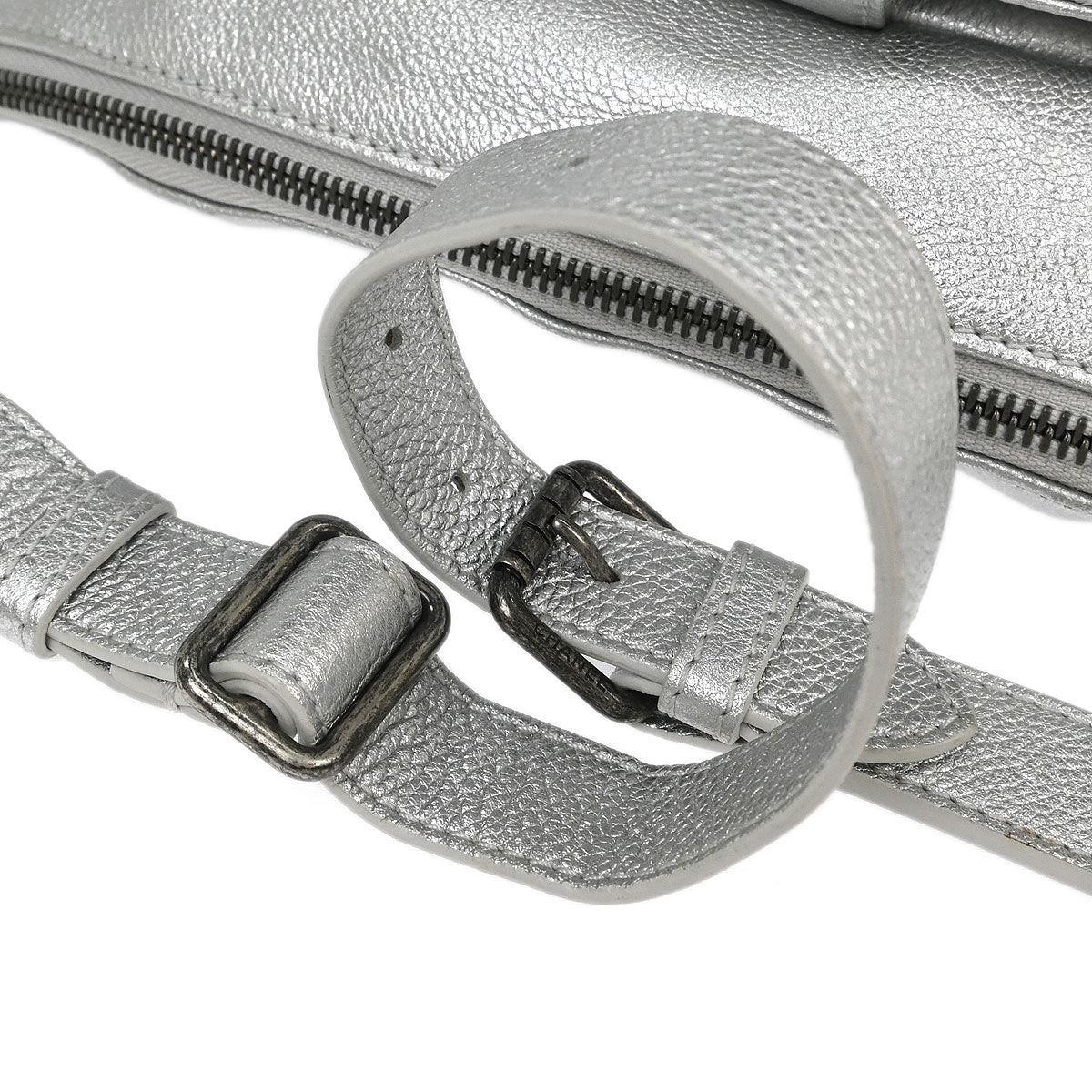 Chanel 2016-2017 Metallic Silver Calfskin Waist Bum Bag