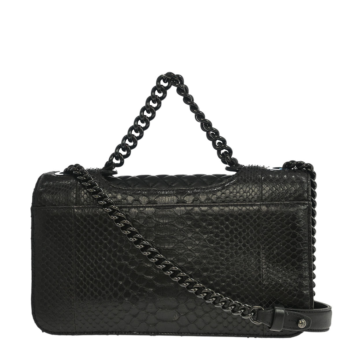Chanel * 2014-2015 Black Python Perfect Edge Flap Bag 2way Shoulder Handbag