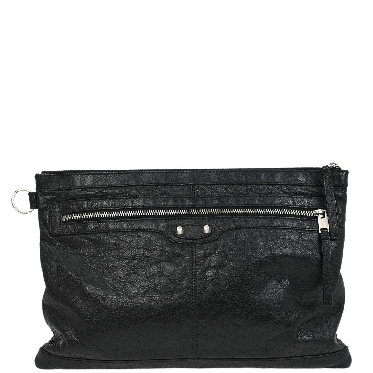 Balenciaga Black Leather Clip L Clutch Bag