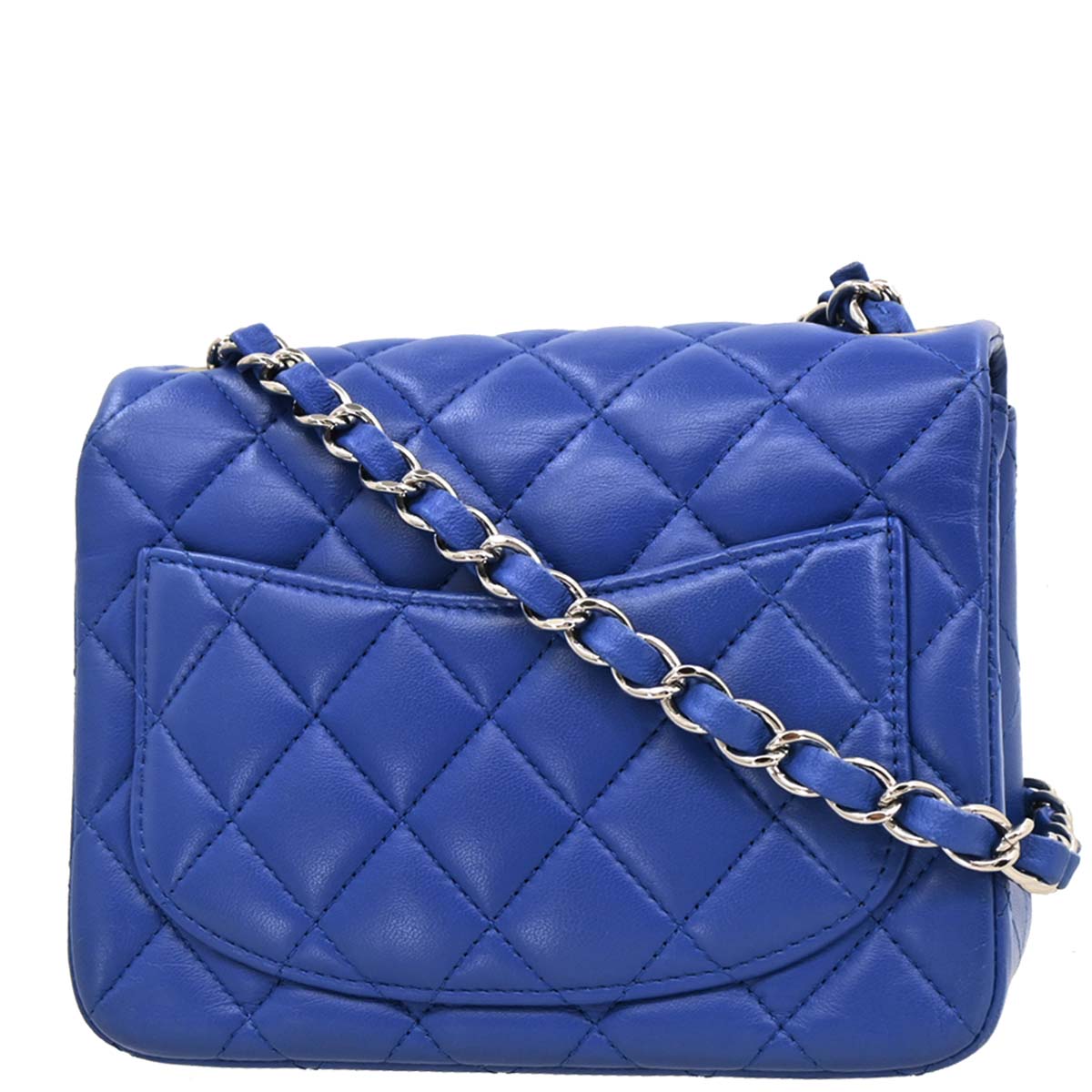 Chanel 2016-2017 Blue Lambskin Mini Classic Square Flap Shoulder Bag