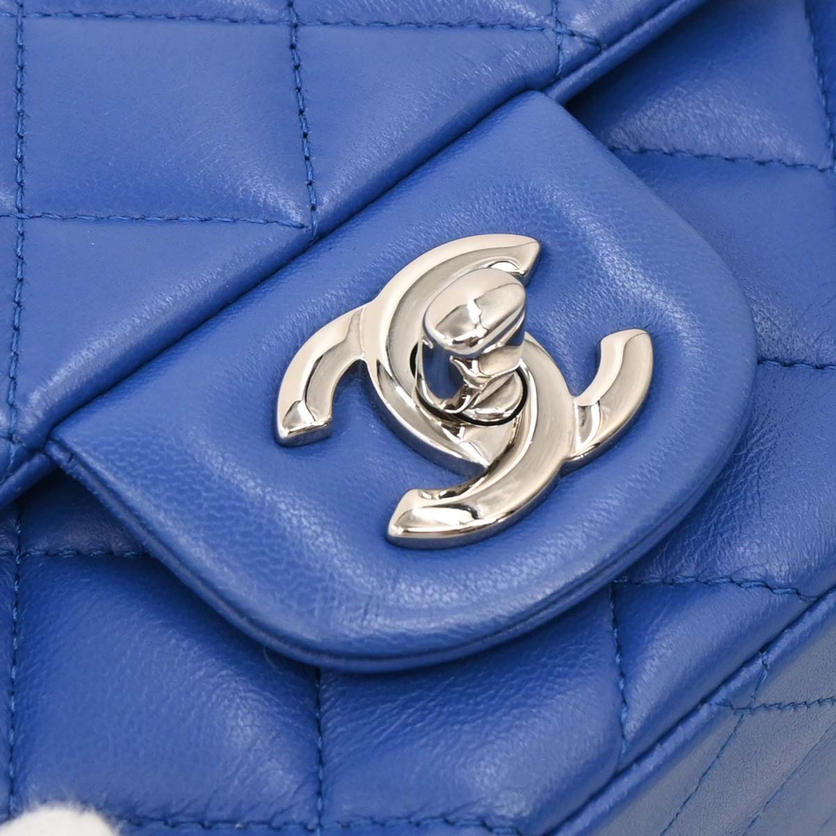 Chanel 2016-2017 Blue Lambskin Mini Classic Square Flap Shoulder Bag