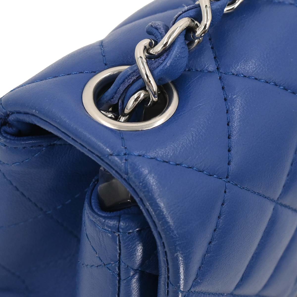 Chanel 2016-2017 Blue Lambskin Mini Classic Square Flap Shoulder Bag
