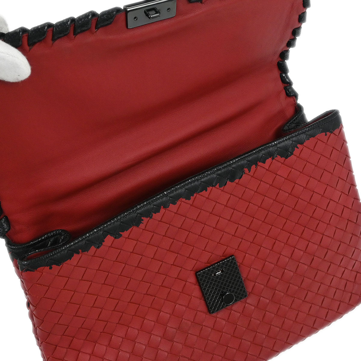 Bottega Veneta Red Intrecciato Handbag