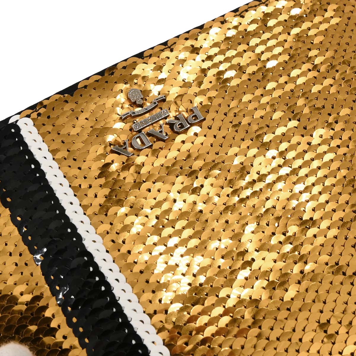 Prada Gold Sequins Satin Shoulder Bag