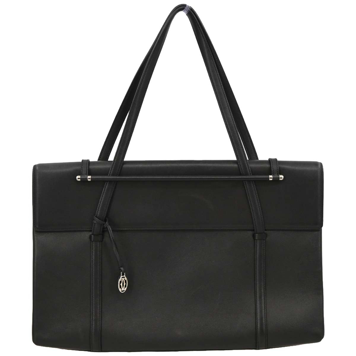 Cartier Black Leather Cabochon Handbag