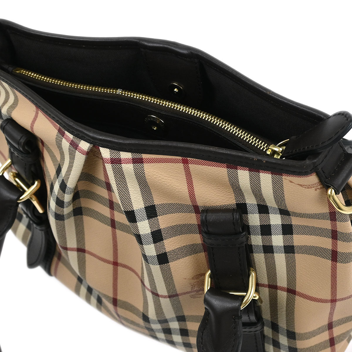 Burberry Beige PVC House Check Hobo Handbag