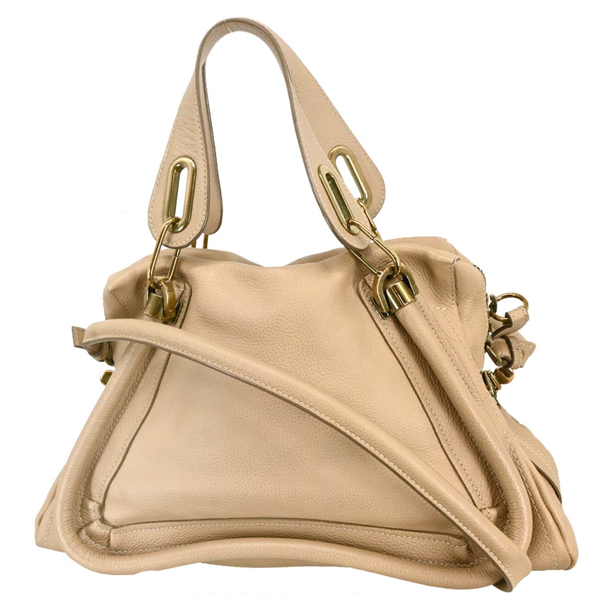 Chloe Beige Leather Paraty 2way Shoulder Handbag