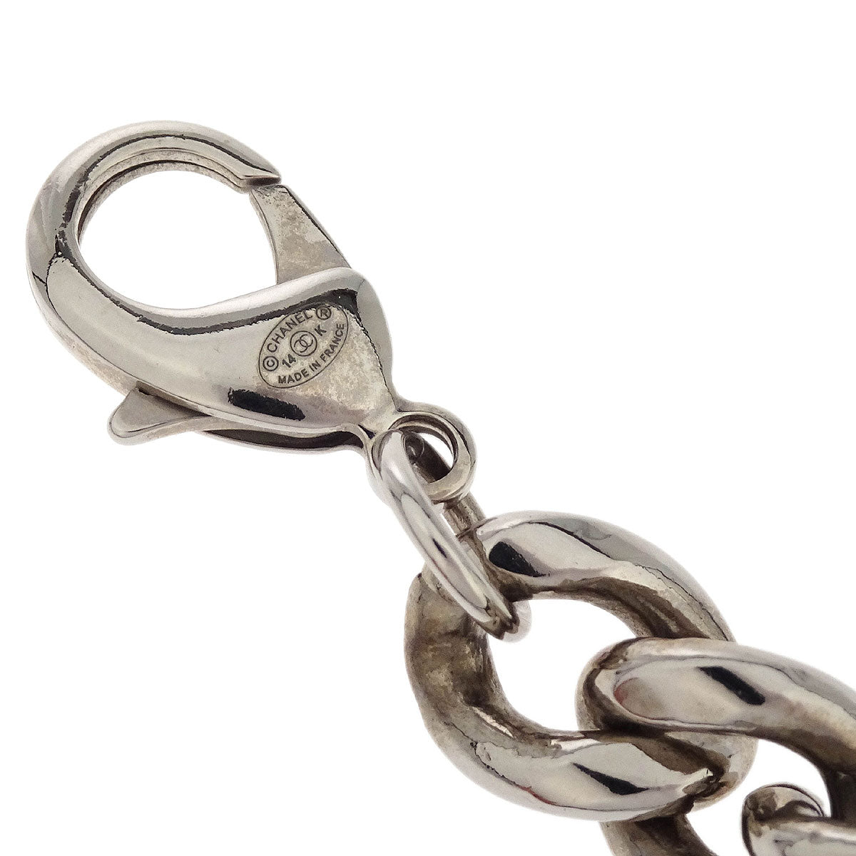 Chanel Silver Padlock Key Holder Bag Charm Small Good 14K