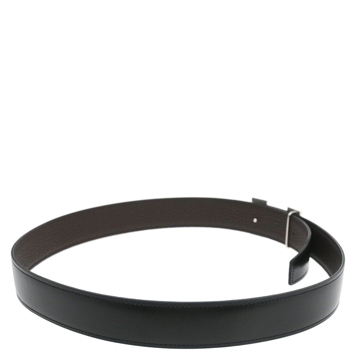 Hermes Black Box Calf Constance Reversible Belt #85 Small Good