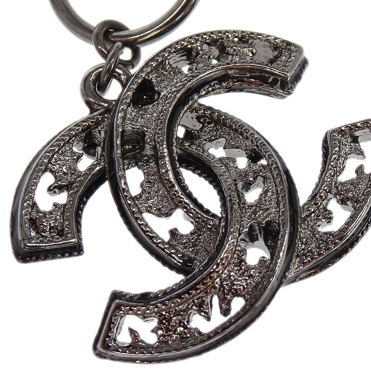 Chanel CC Dangle Piercing Earrings Silver 10A