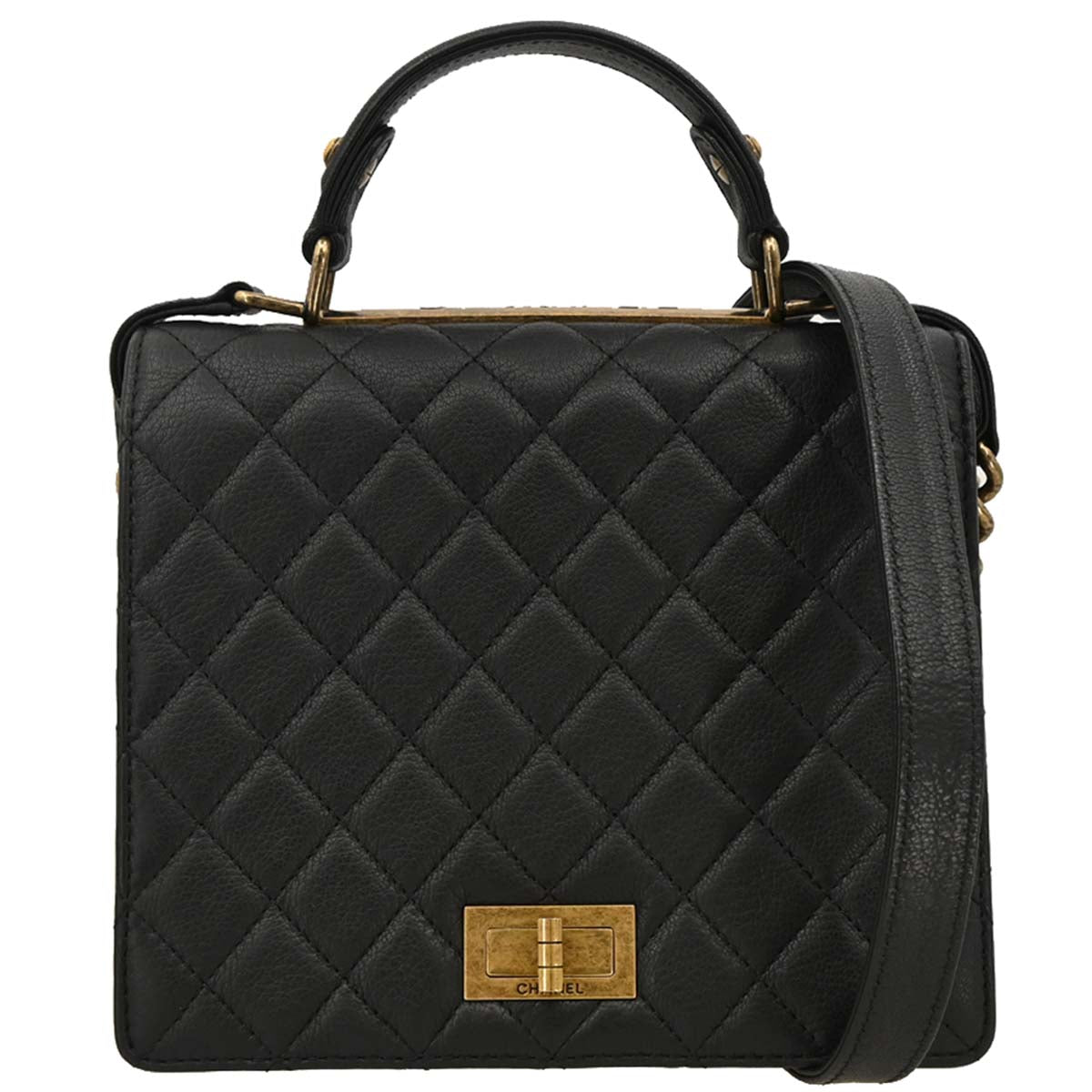 Chanel 2012-2013 Black Goatskin Rita Flap Mademoiselle Lock 2way Shoulder Handbag
