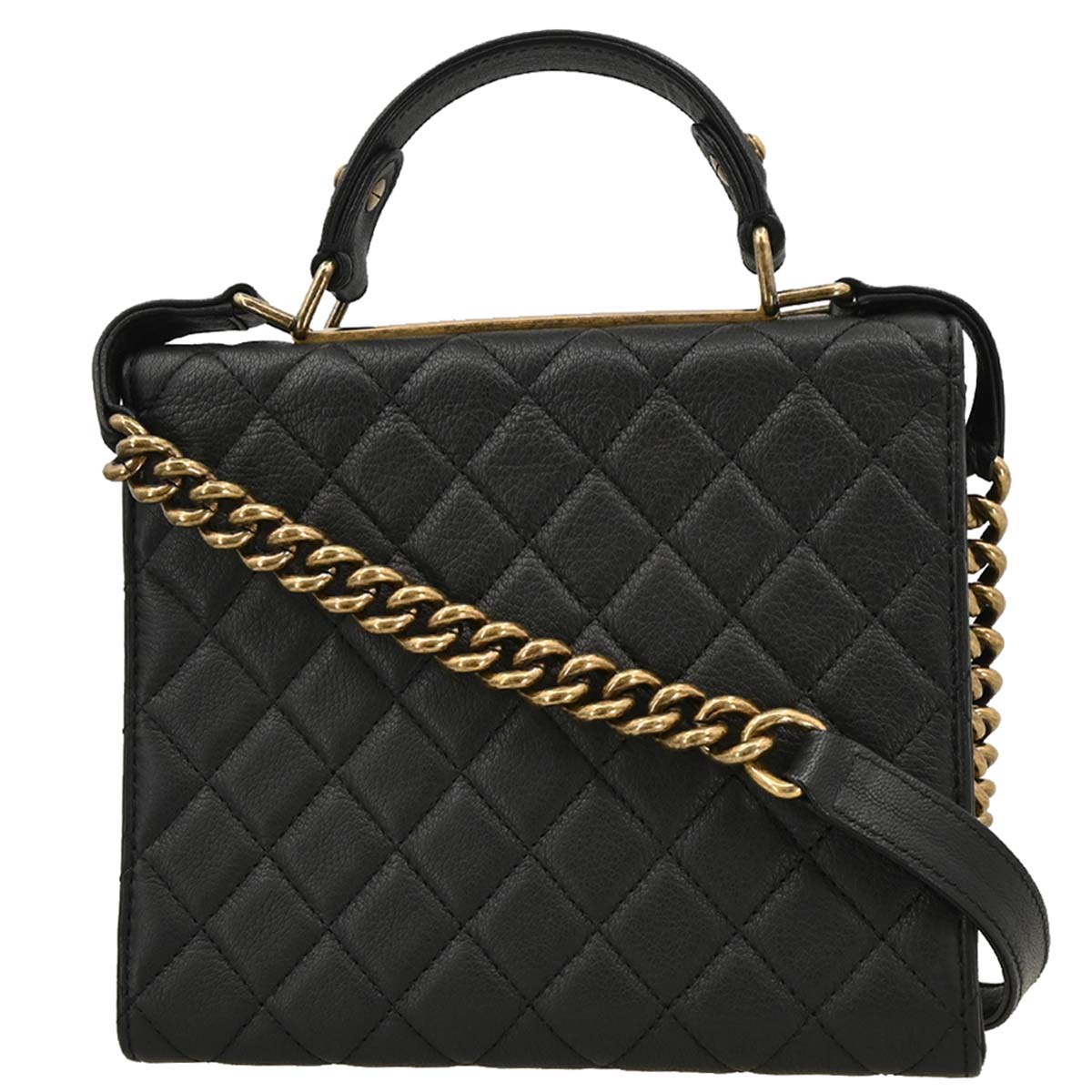 Chanel 2012-2013 Black Goatskin Rita Flap Mademoiselle Lock 2way Shoulder Handbag